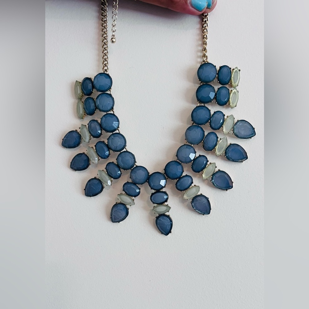 Gorgeous blue watercolor tiered jewels necklace